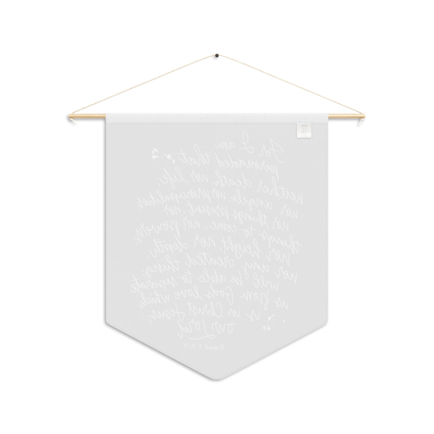 Romans 8:36-39 Scripture Pennant Banner Wall Hanging White On Black