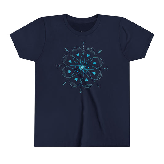 Youth Short Sleeve Tee Kaleidoscope Hearts Design