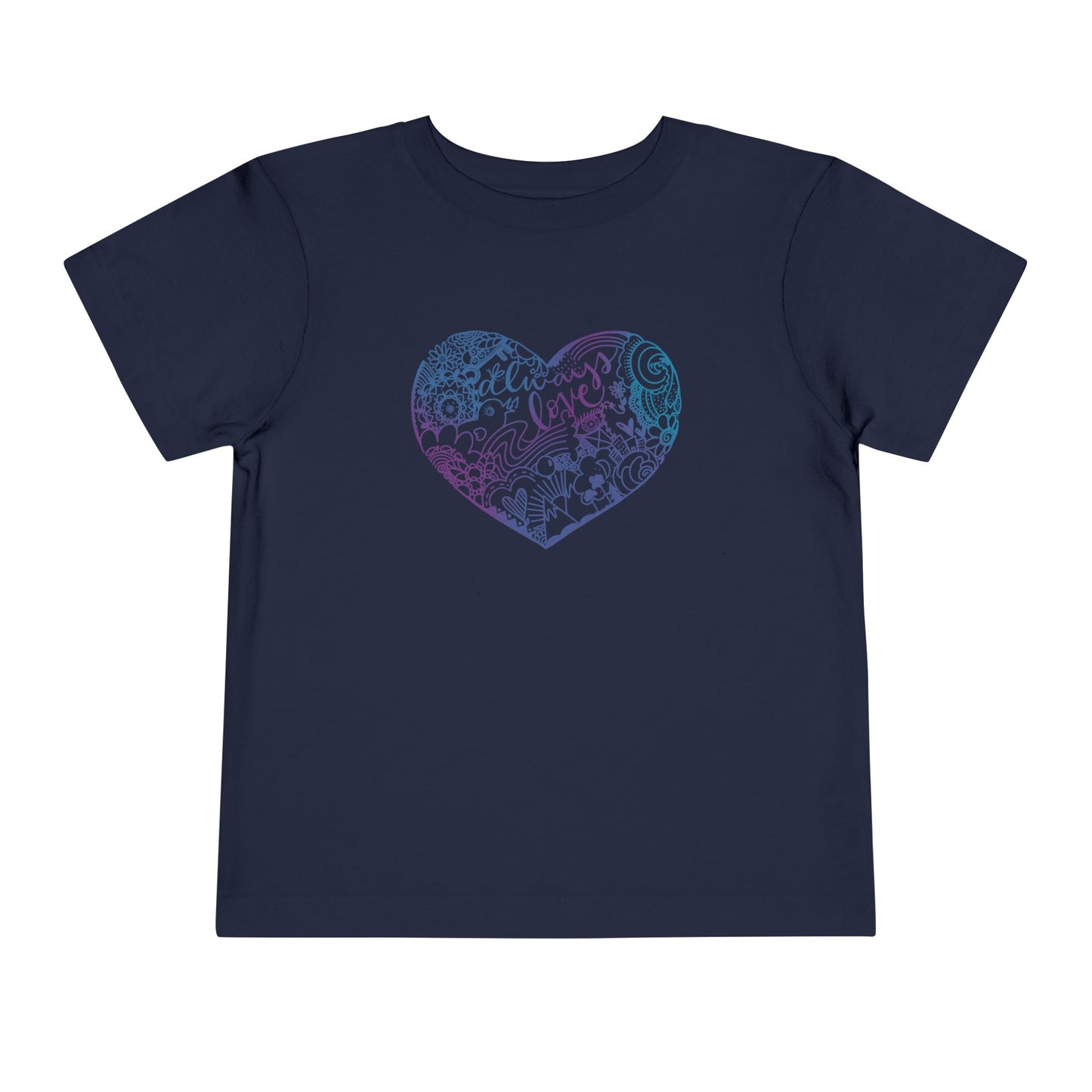 Toddler Black or Navy Short Sleeve Tee Always Love Search and Find Heart Design