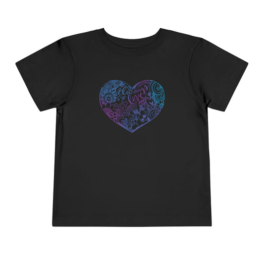 Toddler Black or Navy Short Sleeve Tee Always Love Search and Find Heart Design