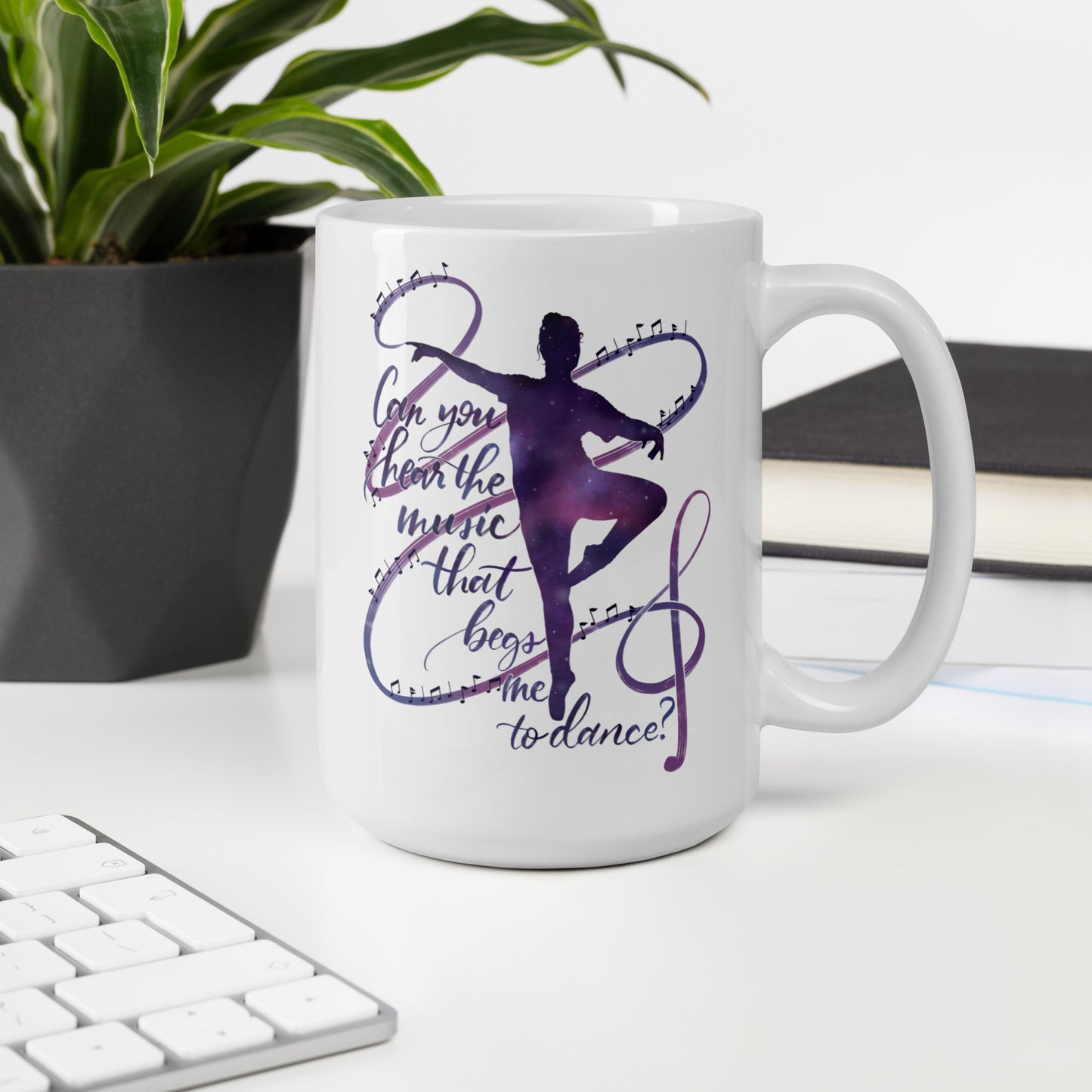 Starry Ballet Ribbon Dancer White Ceramic Mug (15oz)